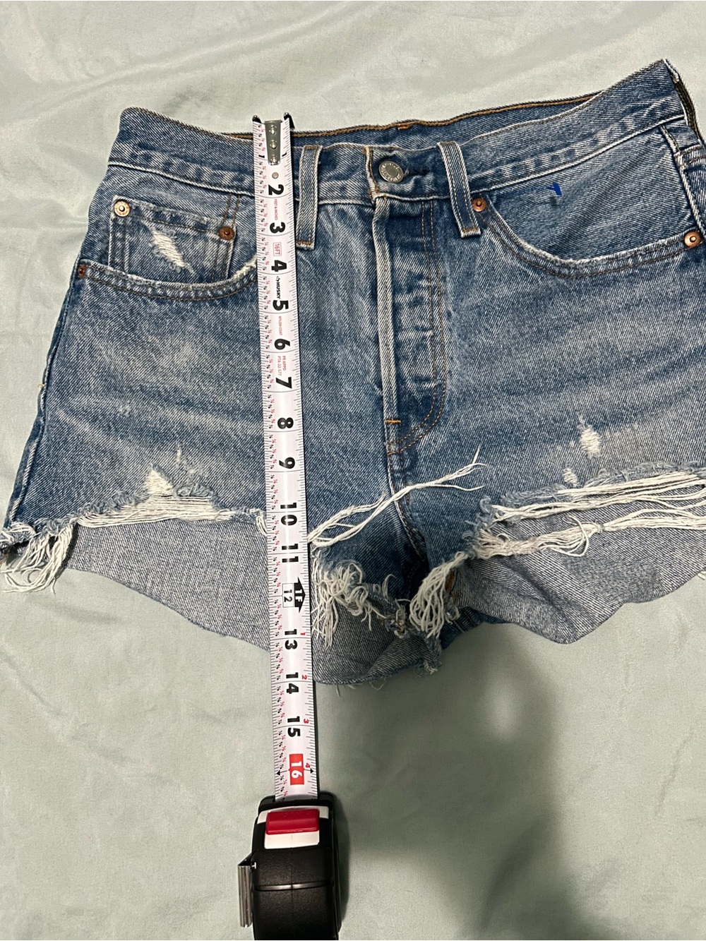 Levi's Distressed Blue Denim Cutoff Shorts size 27 - Picture 6 of 8